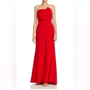 Aqua Formal Strapless Red Gown